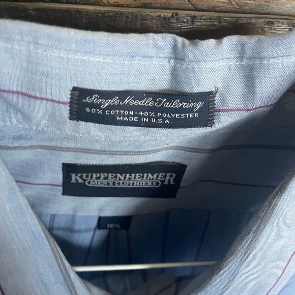 Kuppenheimer Mens Blue Short Sleeve Button Shirt with pocket-16 1/2 - Picture 3 of 7